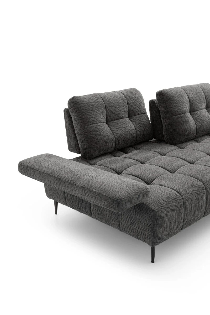 Joplin — Quilted modular sofa with adjustable headrests and armrests, and sliding backrests
