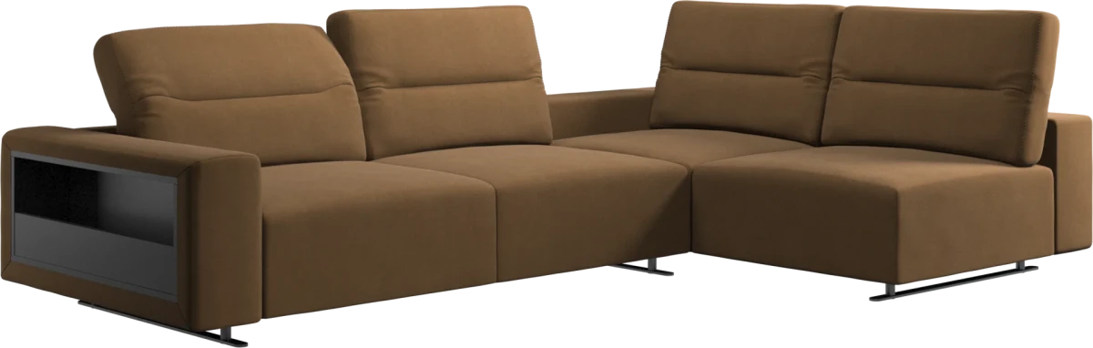 Hampton corner sofa with adjustable back and storage on right side