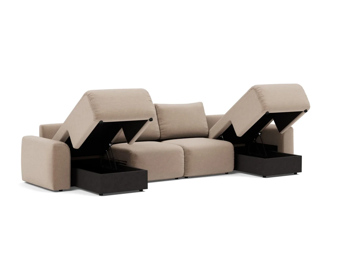 Norum Sofa Bed U-shape With Chunky Arms