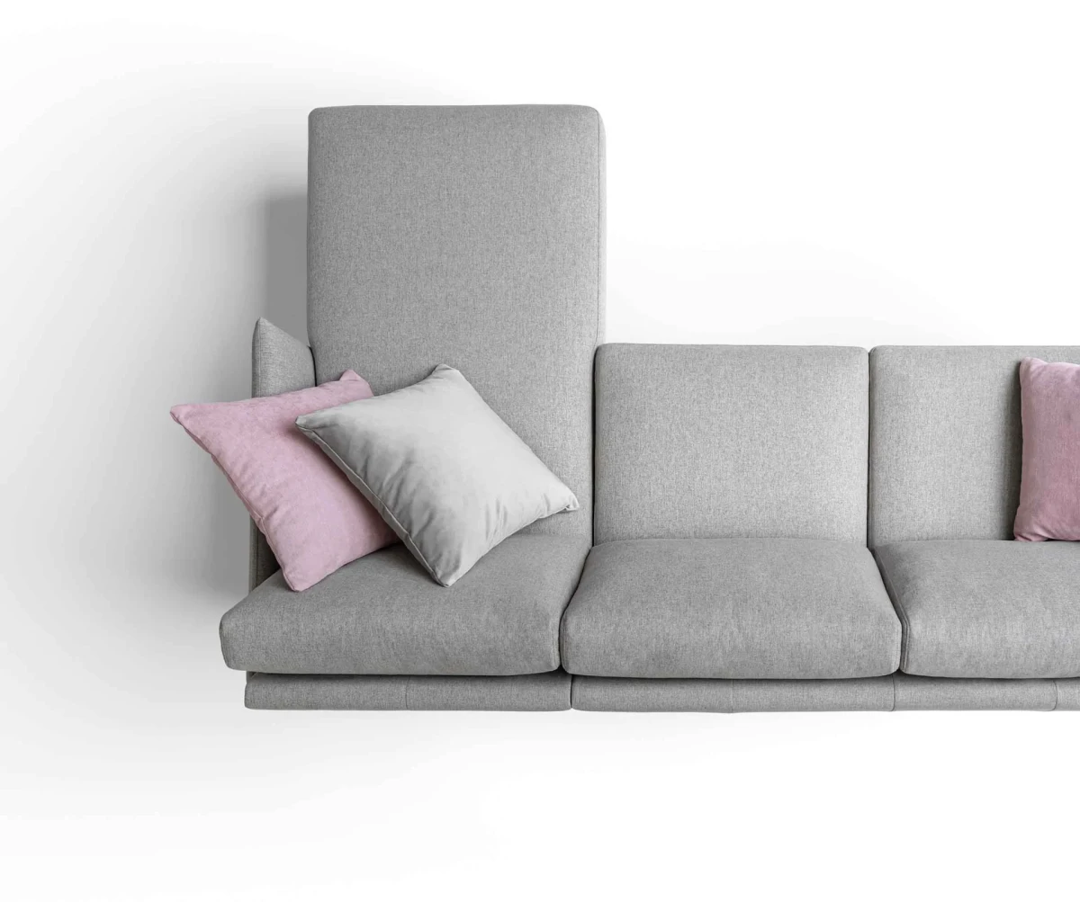 Mimas — Space-saving sofa with varying backrest heights and asymmetrical corner seating.