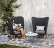 Peacock Wing highback chair w/teak legs