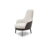 Queen — Fixed or swivel armchair with a high, comfortable backrest. Option for bicolor upholstery and customizable legs.