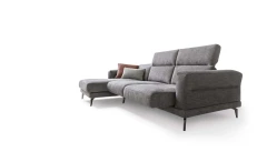 Lambert — Modern sofa with sliding seats, adjustable headrests, and raised borders.