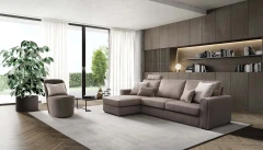 Icaro — Classic sofa with decorative borders and storage mechanism.