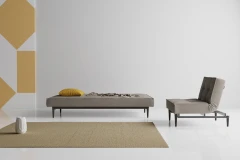 Splitback Styletto Sofa Bed Black Wood