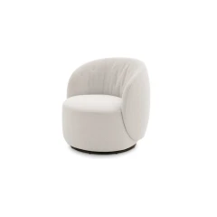 Moby — Rounded one-piece frame armchair with a quilted backrest and optional fixed or swivel base.