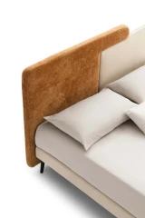 Together — Bed with a modern upholstered headboard in a puzzle style