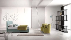 Hesperis — Space-saving bed with a simple, curved padded headboard.