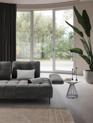 Joplin — Quilted modular sofa with adjustable headrests and armrests, and sliding backrests