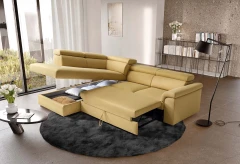 Alessandra — Classic sofa with storage, adjustable headrests, and extendable footrests. Rounded armrests.