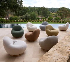 Gem lounge chair w/teak swivel