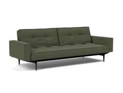 Splitback Styletto Sofa Bed Black Wood With Arms