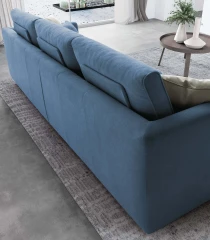 Lola — Space-saving sofa with decorative borders and highlighted stitching.