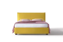 Silene — Minimalist space-saving bed with a straight-line padded headboard.