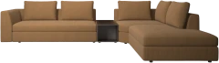 Bergamo corner sofa with lounging unit and footstool w/storage