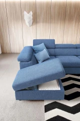 Adela — Classic sofa with storage, adjustable headrests, and extendable footrests. Simple armrests.