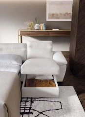 Kallima — Soft-shaped sofa with storage and bed mechanisms, offering backrest height customization.