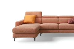 Argo — Contemporary sofa with square armrests, adjustable headrests, and extendable footrests.