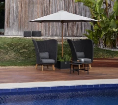 Peacock Wing highback chair w/teak legs