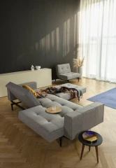 Splitback Styletto Sofa Bed Black Wood With Arms