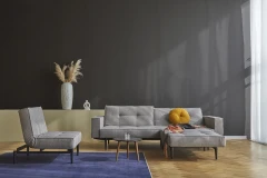 Splitback Styletto Sofa Bed Black Wood With Arms