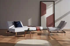 Splitback Styletto Sofa Bed Light Wood With Arms