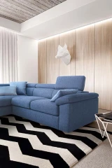 Adela — Classic sofa with storage, adjustable headrests, and extendable footrests. Simple armrests.