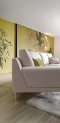 Pontia — Modern sofa with squared armrests, varying backrest heights, and customizable borders.
