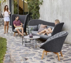 Peacock Wing highback chair w/teak legs
