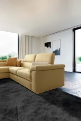 Alessandra — Classic sofa with storage, adjustable headrests, and extendable footrests. Rounded armrests.