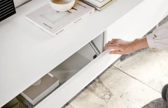 Fermo media unit with drop down door and drawer