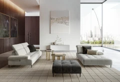 Joplin — Quilted modular sofa with adjustable headrests and armrests, and sliding backrests