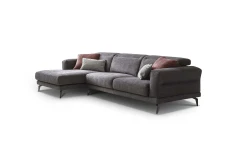 Lambert — Modern sofa with sliding seats, adjustable headrests, and raised borders.