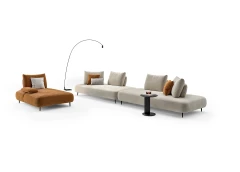 Fanny — Modular sofa with organic shapes, sliding backrests, and adjustable armrests