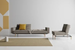 Splitback Styletto Sofa Bed Light Wood With Arms