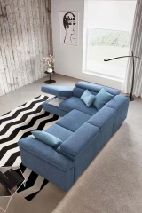 Adela — Classic sofa with storage, adjustable headrests, and extendable footrests. Simple armrests.