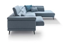 Norton — Modern sofa with extendable seats, adjustable headrests, and decorative borders.
