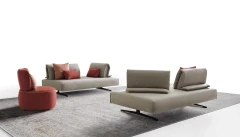 Abbraccio Light — Space-saving modular modern sofa with movable backrests.