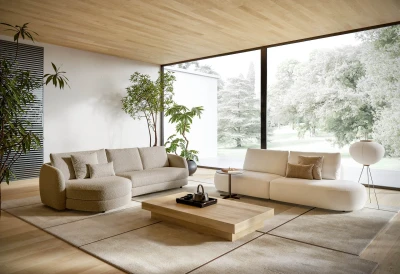 Togo Double — Sofa with 45-degree modules, round end sections, and shaped seats