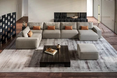 Adam — Modern sofa with square shapes and customisable backrests