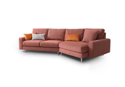 Cassandra — Sofa with extendable footrest, asymmetrical corner seating, and squared armrests.