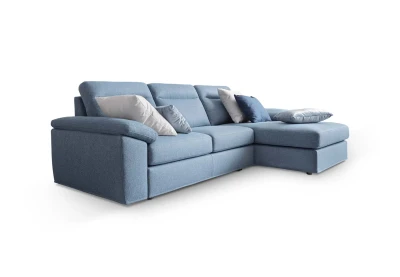 Caligo — Storage sofa with asymmetrical corner seating, variable-height backrests, and extendable footrests.