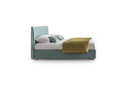 Hesperis — Space-saving bed with a simple, curved padded headboard.