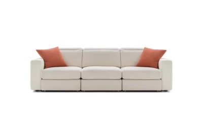Swan double — Curvilinear design sofa with sliding seats, adjustable headrests, and customizable armrests.