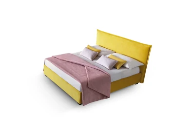 Silene — Minimalist space-saving bed with a straight-line padded headboard.