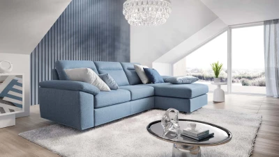 Caligo — Storage sofa with asymmetrical corner seating, variable-height backrests, and extendable footrests.