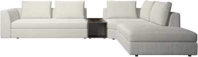 Bergamo corner sofa with lounging unit and footstool w/storage