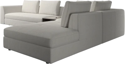 Bergamo corner sofa with lounging unit and footstool w/storage