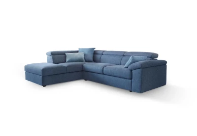 Adela — Classic sofa with storage, adjustable headrests, and extendable footrests. Simple armrests.