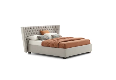 Caravaggio — Classic-style wingback bed with tufted headboard.